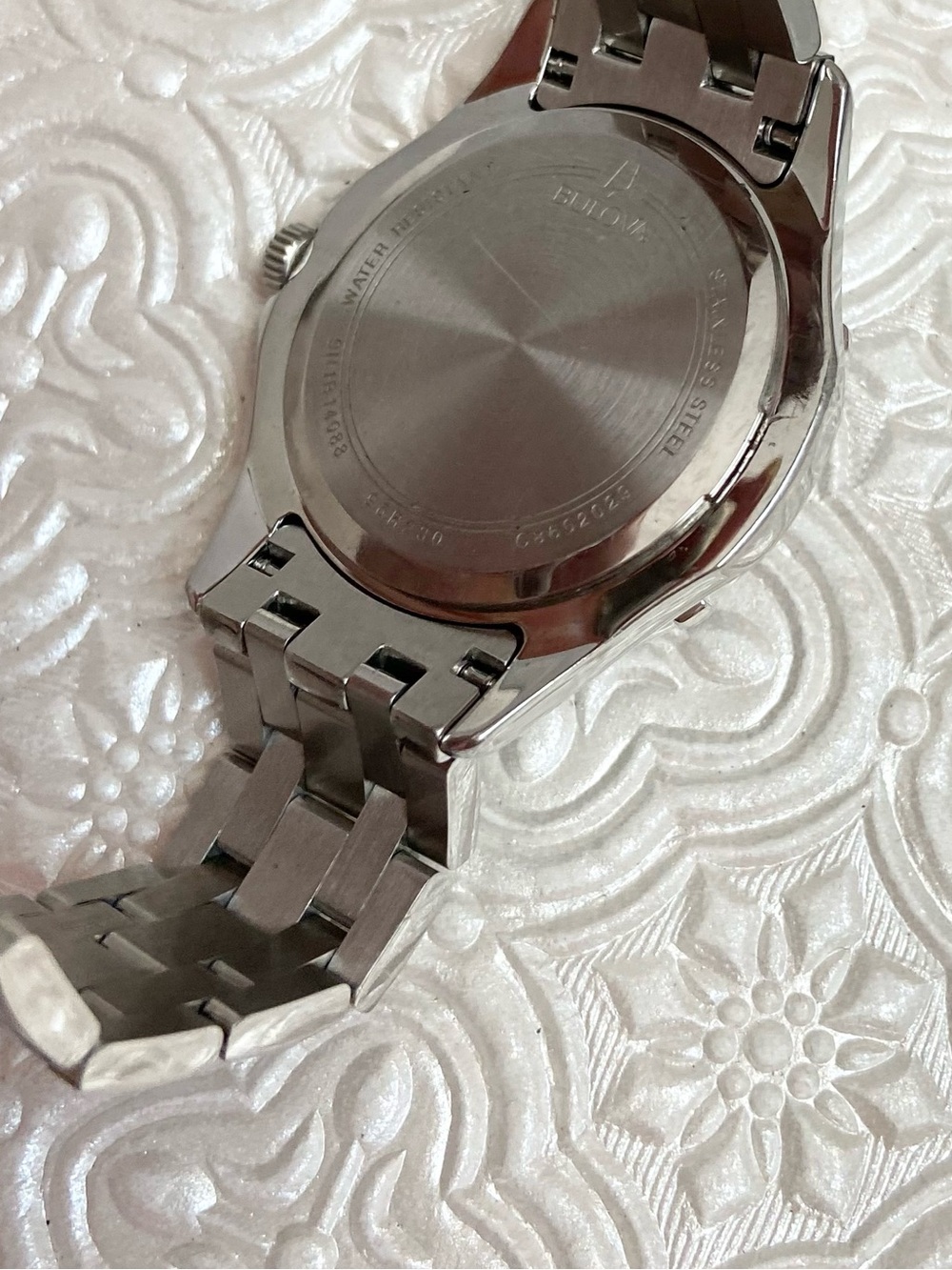 Bulova Diamond Accented Bezel & Dial Blue Mother of Pearl Dial Stainless Watch - Picture 14 of 16